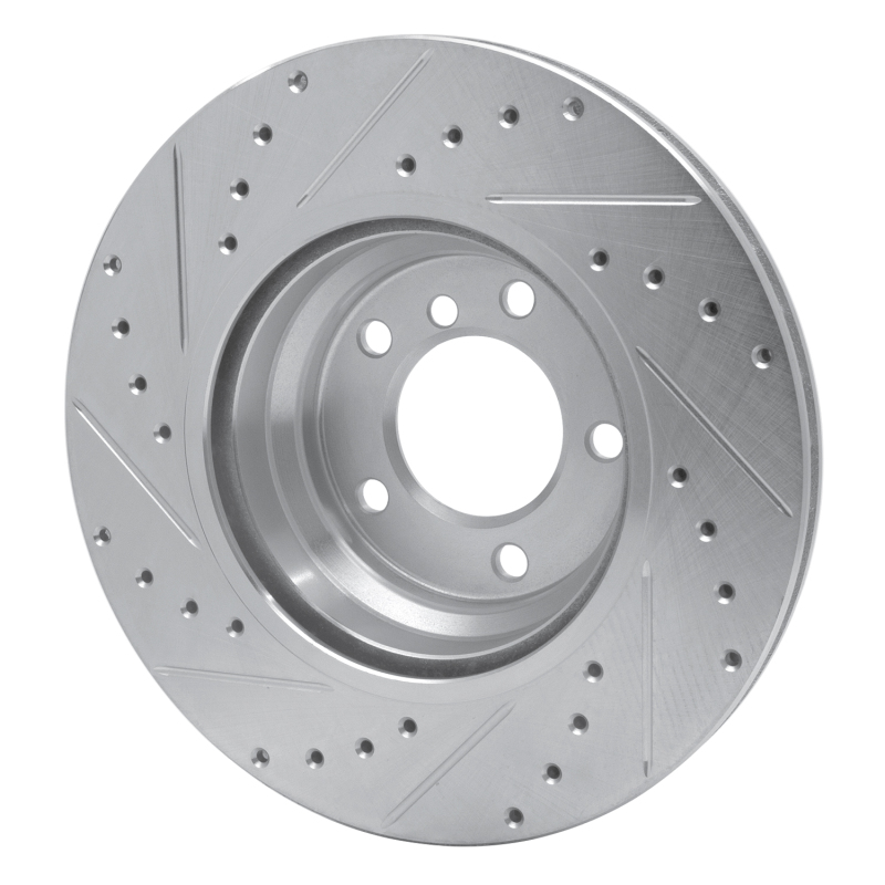 BMW 330i Brake Rotor (1) - Front Right - R1 Concepts - Drilled & Slotted - Silver - `06-`12